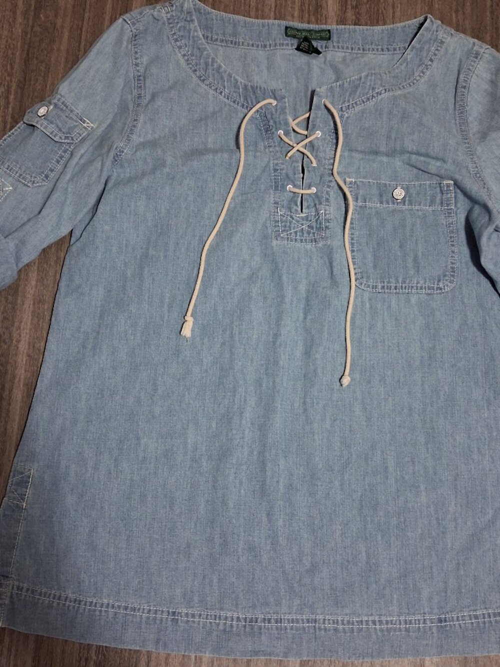 Lauren Jeans Co. Ralph Lauren light wash chambray denim tunic top, size M
